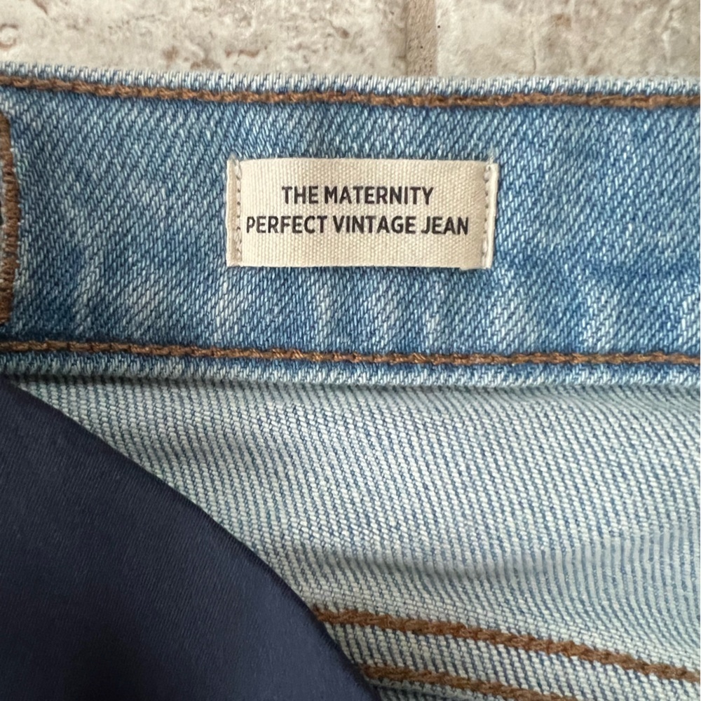 Madewell The Maternity Side-Panel Perfect Vntg Distressed Jeans, Light Blue, 28 - Picture 11 of 14